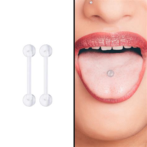 transparent tongue piercing|clear tongue piercings.